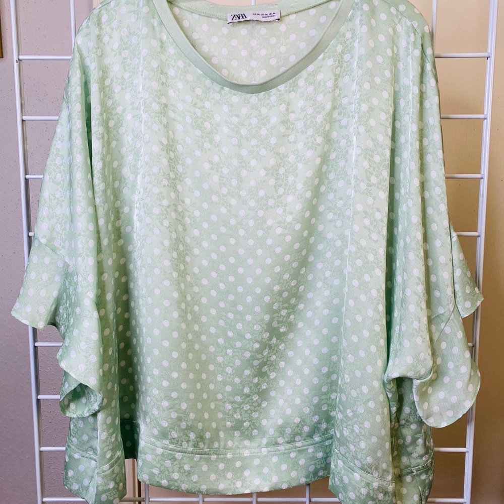 Zara Satin polka dot blouse